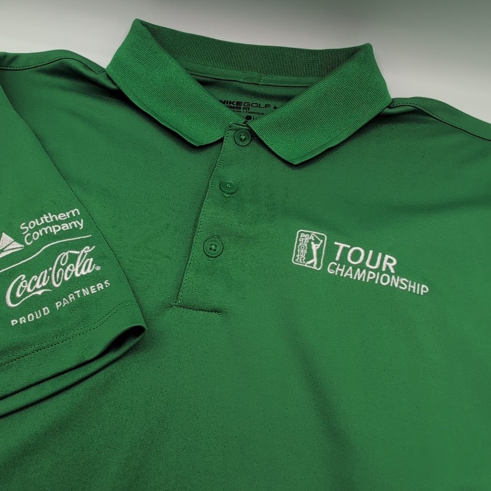 Nike Golf PGA Tour Championship Polo Shirt Mens L Green Dri-FIT Standard‎ Fit